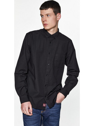 North 564 Πουκάμισο με Μακρύ Μανίκι Oxford w/stretch - Μαύρο