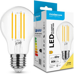 Modee LED Λάμπα Filament Globe A60 7W E27 2700K 806lm ERP