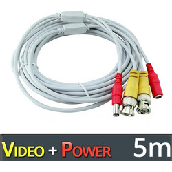 ANGA CVD-5-C White - Έτοιμο καλώδιο CCTV μήκους 5 μέτρων για Εικόνα + Τροφοδοσία (BNC+DC) για κάμερες Παρακολούθησης