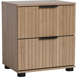 Κομοδίνο Με 2 Συρτάρια MDF Σε Φυσικό Χρώμα 40x30x44cm