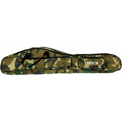Αδιάβροχη Θήκη Καλαμιών Ψαρέματος Camouflage 120cm με Φερμουάρ, Πλαινές Θήκες και Ιμάντες Μεταφοράς