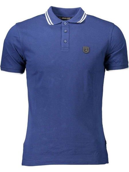 Roberto Cavalli Ανδρική Μπλούζα Polo Κοντομάνικη Μπλε GST685