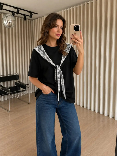 Γυναικεία Μπλούζα Kinzi Μαύρη Oversize