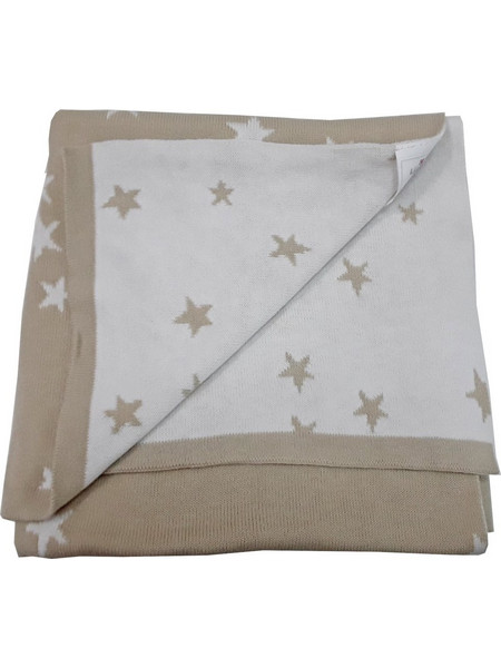 KikkaBoo Jacquard Stars Κουβέρτα Αγκαλιάς Πλεκτή 75x100 Μπεζ