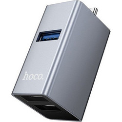 Hoco Hub 3 Θυρών USB 3.0 με σύνδεση USB-C Γκρι HB54A