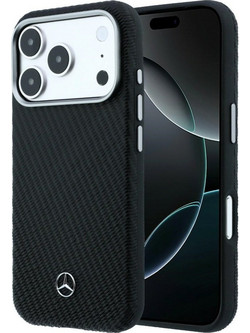 Mercedes-Benz Leather Semi Wrap Wood Effect MagSafe Θήκη Black (iPhone 17 Pro)