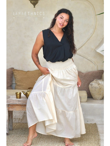 Lara Ethnics Lily Αμάνικη Μπλούζα Λευκό