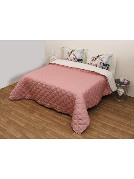 Viopros Κουβερτώριο Δίχρωμο Υπέρδιπλο 220x240 Microfiber Σάπιο Μήλο/Εκρού