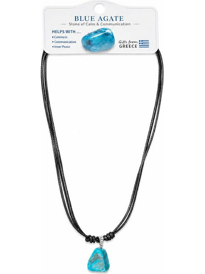 Momoca Κολιέ Μπλε με Πέτρα Αχάτη bbay-146050
