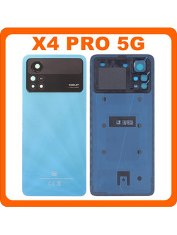 For Xiaomi Poco X4 Pro 5G (2201116PG) Rear Back Battery Cover + Camera Lens Poco Blue