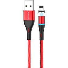 Μαγνητικό Καλώδιο Φόρτισης Borofone BU16 USB / Lightning charging cable 2.4A 1.2m κόκκινο