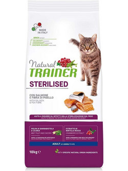 Natural Trainer Adult Sterilised with Salmon & Pea Fibre 10kg