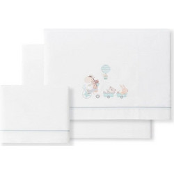 Interbaby Jirafa Bicicleta Σετ Βρεφικά Σεντόνια Κούνιας Βαμβακερά 115x175 White/Verde