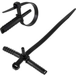POWERTECH δεματικά καλωδίων με ούπα TIES-084, 7x150mm, μαύρα, 100τμχ