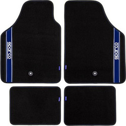 Sparco Μοκέτα Μαύρη με μπλε γραμμή σετ 4 τμχ 03763BBS