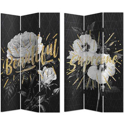 ΠΑΡΑΒΑΝ 2 ΟΨΕΩΝ PRINTED CANVAS ΛΟΥΛΟΥΔΙΑ ΜΑΥΡΟ/ΛΕΥΚΟ 120Χ3Χ180 INART 3-50-610-0264