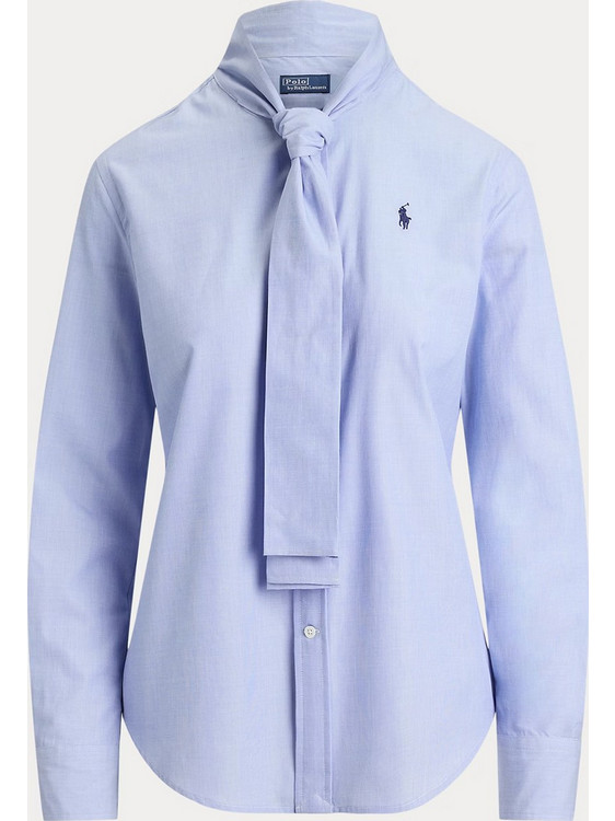 Polo Ralph Lauren Μακρυμάνικο Γυναικείο Πουκάμισο Βαμβακερό Mονόχρωμο Γαλάζιο 211B17147001