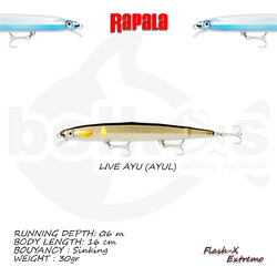 Rapala Flash-X Extremo Τεχνητό Δόλωμα Ψαράκι Συρτής 16cm 30gr AYUL