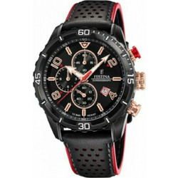 Festina Ανδρικό Ρολόι Χρονογράφος με Μαύρο Δερμάτινο Λουράκι F20519/4