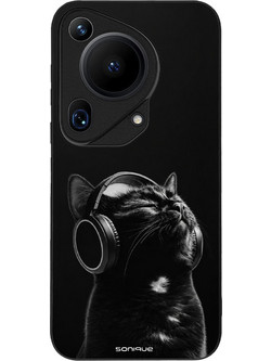 Sonique Men's Edition Back Cover με Σχέδιο «Ultra Audio Kitten - Black» (Huawei Pura 70)