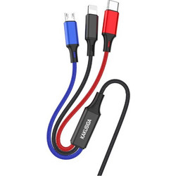 Καλώδιο Φόρτισης Braided 3 σε 1 Lighting / Type-C / Micro USB KAKUSIGA KSC-804 1m