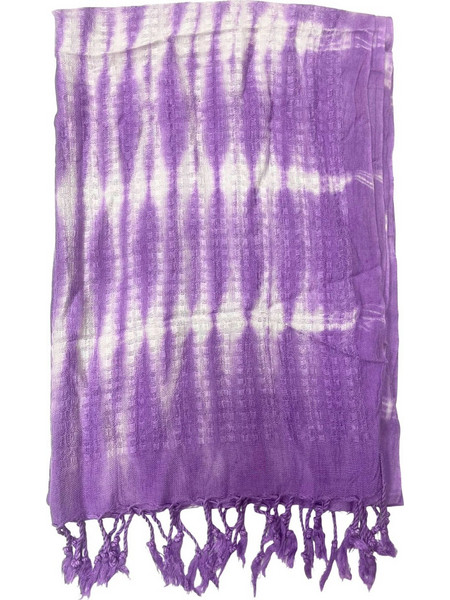 Boho Java Art Stole/Scarf - Lavender Stripes & Motiff - 62x200cm