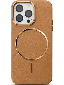Hardcase Εφέ Δέρματος με MagSafe & Metal Lens - iPhone 16 Pro Max - Καφέ