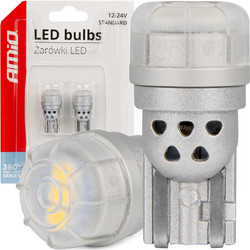 Amio - ΛΑΜΠΑΚΙΑ LED T10 W5W 12/24V 3x3020 SMD LED ΛΕΥΚΟ PURE LIGHT SERIES - 2 ΤΕΜ. (03725/AM)
