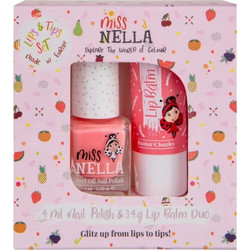 Miss Nella Lip Balm Butter Cheeks 3.4gr + Peel Off Nail Polish Peach Slushie 4ml