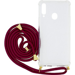 Mercury Goospery Strap Case Back Cover Transparent / Burgundy (Samsung Galaxy A20s)