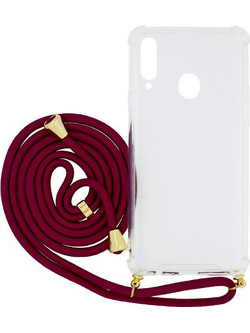 Mercury Goospery Strap Case Back Cover Transparent / Burgundy (Samsung Galaxy A20s)