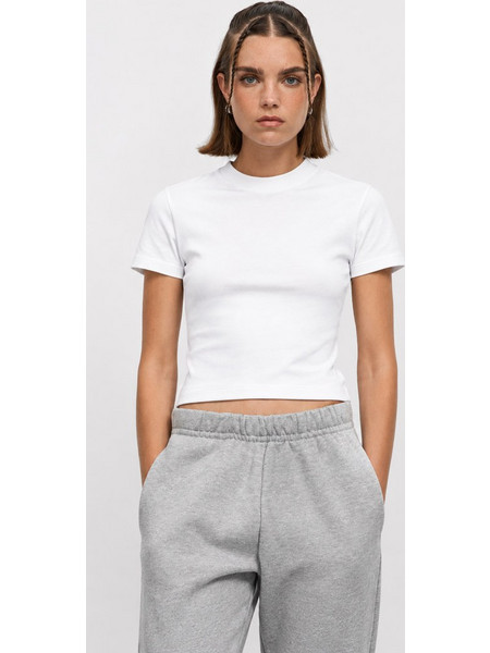 T-Shirt Crop Top SOLS LILIA 04811 ΜΑΥΡΟ ΛΕΥΚΟ - Λευκό