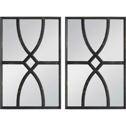 Artekko Mirror Μαύροι Ξύλινοι Καθρέφτες Τοίχου (40x3x60)cm 2pcs Μαύρο
