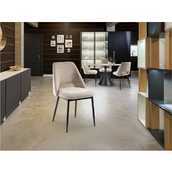 Rita Καρέκλα Τραπεζαρίας Beige Με Μαύρα Μεταλλικά Πόδια Μαύρο Μπεζ