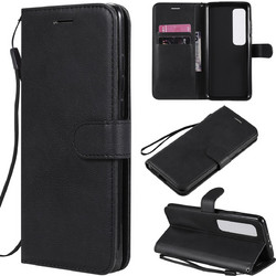 Solid Xiaomi Poco X3 NFC / Poco X3 Pro Color Horizontal Flip with Card Slots & Lanyard Θήκη Βιβλίο - Black