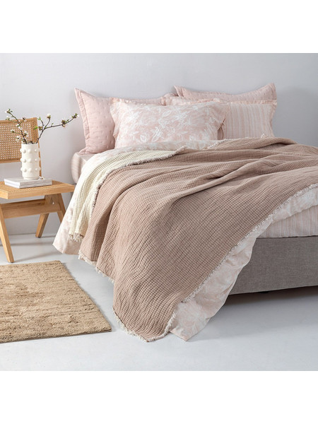 Κουβέρτα Muslin Mous Beige 100% Cotton 250x240cm Palamaiki 9-140795-002