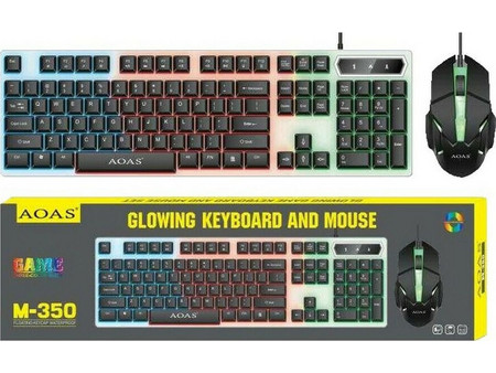 Aoas M350 Σετ Gaming Πληκτρολόγιο RGB Silver