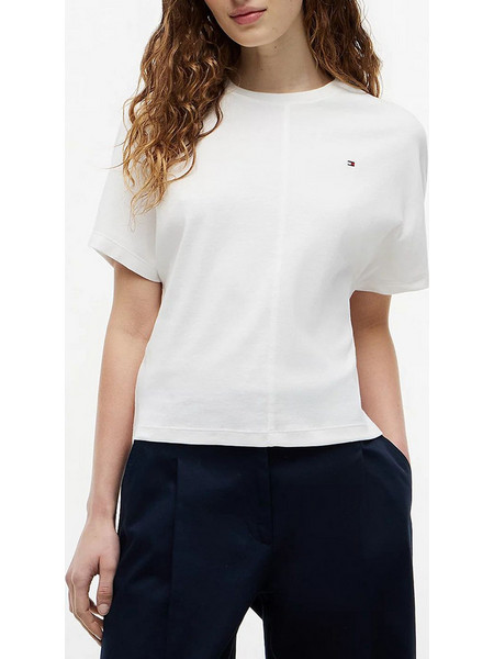 TOMMY HILFIGER CODY WAISTED C-NK SS TEE WW0WW49926-YBL Ecru