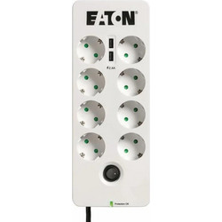 Eaton Πολύπριζο Aσφαλείας 8 Θέσεων με 2 USB-A, Διακόπτη και Καλώδιο 1.5m PB8TUD