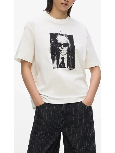 KARL LAGERFELD KLJ REG KARL KAMEO TEE B3W17046-2OO Cream