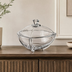 Φοντανιέρα Γυάλινη Elegant Crystal Candy Dish with Lid 18x18x15cm Galifas 88025 - Galifas