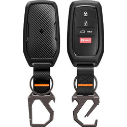 Spigen TK100 Θήκη Κλειδιού Toyota με Καραμπίνερ (ACS11366) Αντιολισθητικό Πλευρικό Σχέδιο, Εφέ Ανθρακονήματος, Μαύρο
