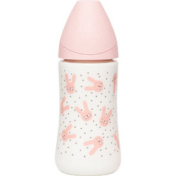 Suavinex Hygge Πλαστικό Μπιμπερό με Θηλή Σιλικόνης 0m+ Rabbit Pink 270ml