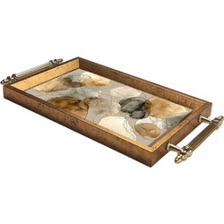 Δίσκος Σερβιρίσματος 903SRV1106 34x18x2cm Multi-Gold Aberto Design Γυαλί