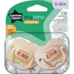 Tommee Tippee Anytime Kind Ορθοδοντικές Πιπίλες Σιλικόνης 0-6m Pink Beige 2τμχ
