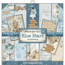 Stamperia 22 Χαρτιά Scrapbooking 20,3x20,3cm Διπλής Όψης Blue Stars