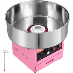 VEVOR Ηλεκτρική Μηχανή Μαλλί της Γριάς 1000W, Ροζ, με Ανοξείδωτο Κάδο 52 cm, Συρτάρι Αποθήκευσης και Κουτάλα Ζάχαρης SYLYMHTJFSBX58COB001V2