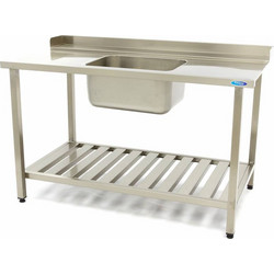 Dishwasher Table - 140 x 75cm - Right - with Sink and Backsplash - incl Storage Shelf