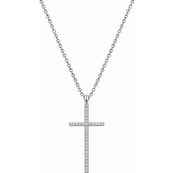 Ghetto Silver Cross Necklace with Fine Chain 40cm