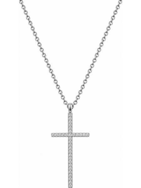 Ghetto Silver Cross Necklace with Fine Chain 40cm